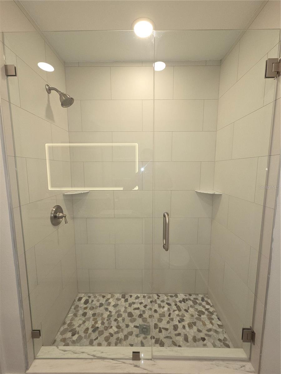 Hall Bathroom Glass Enclosed Shower