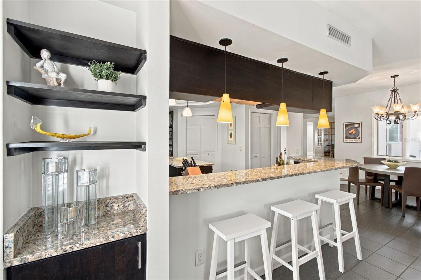 Dry Bar and Breakfast Bar in Kitchen
