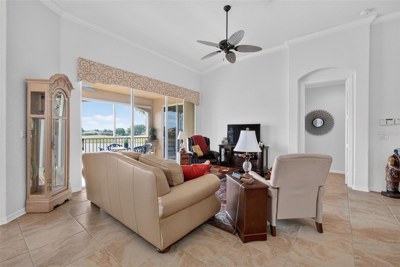 Living room with water view