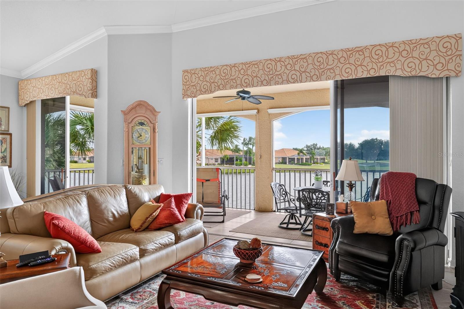 Living room with water view