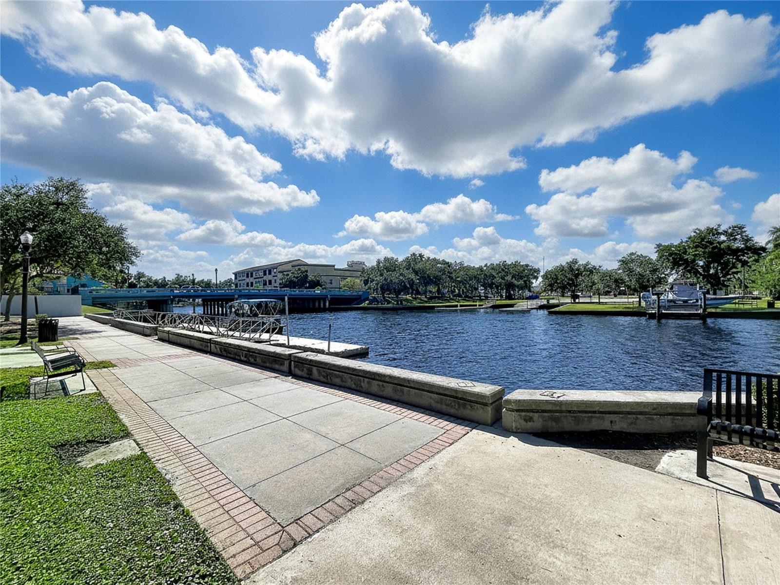Riverwalk with boat ramp