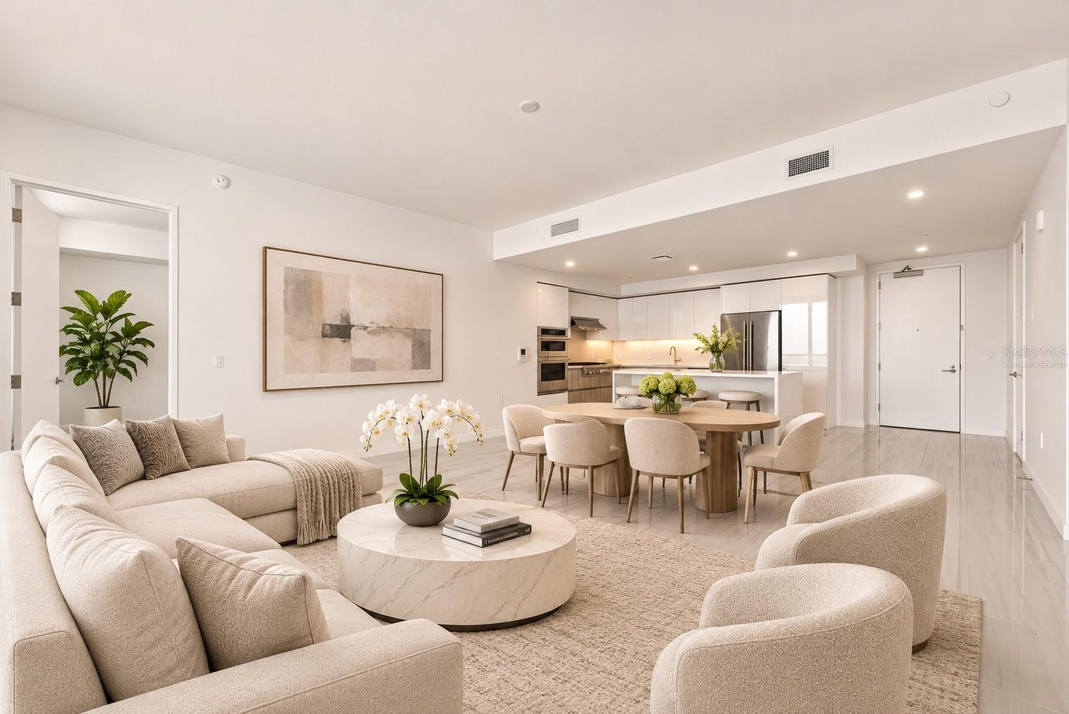 Living|kitchen- virtually staged