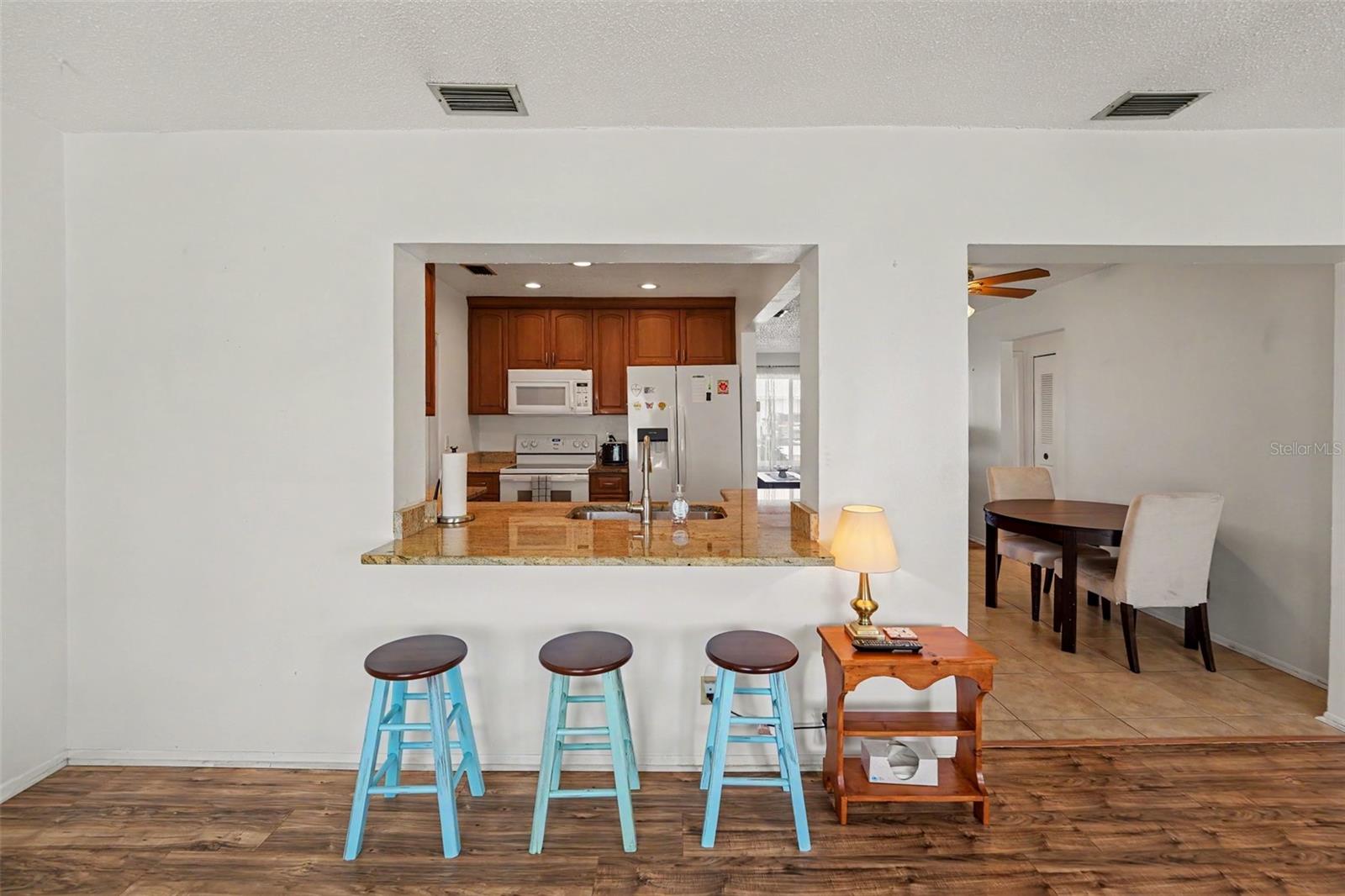 Counter Top Bar off Kitchen