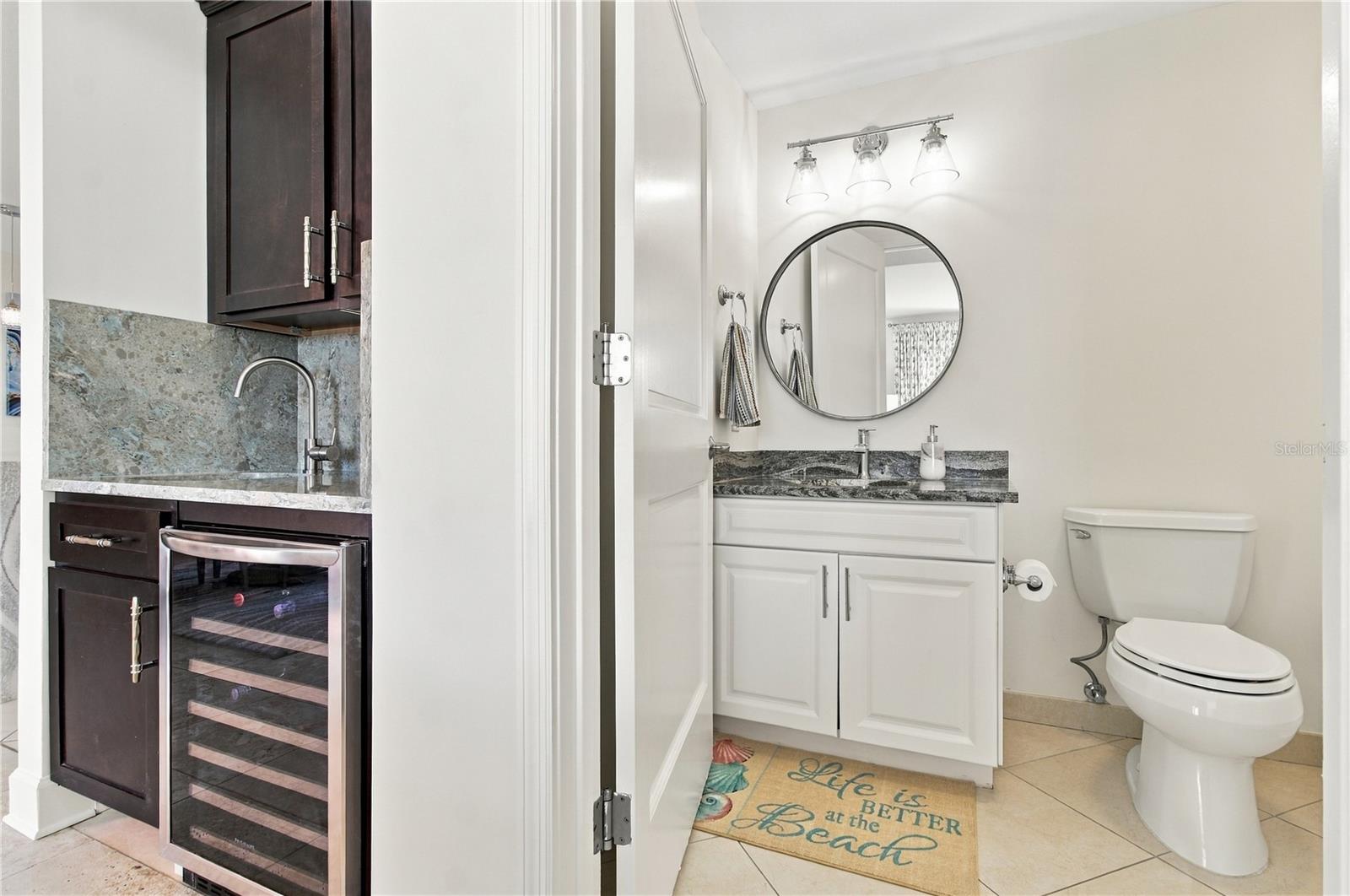 Wet bar & Guest bathroom