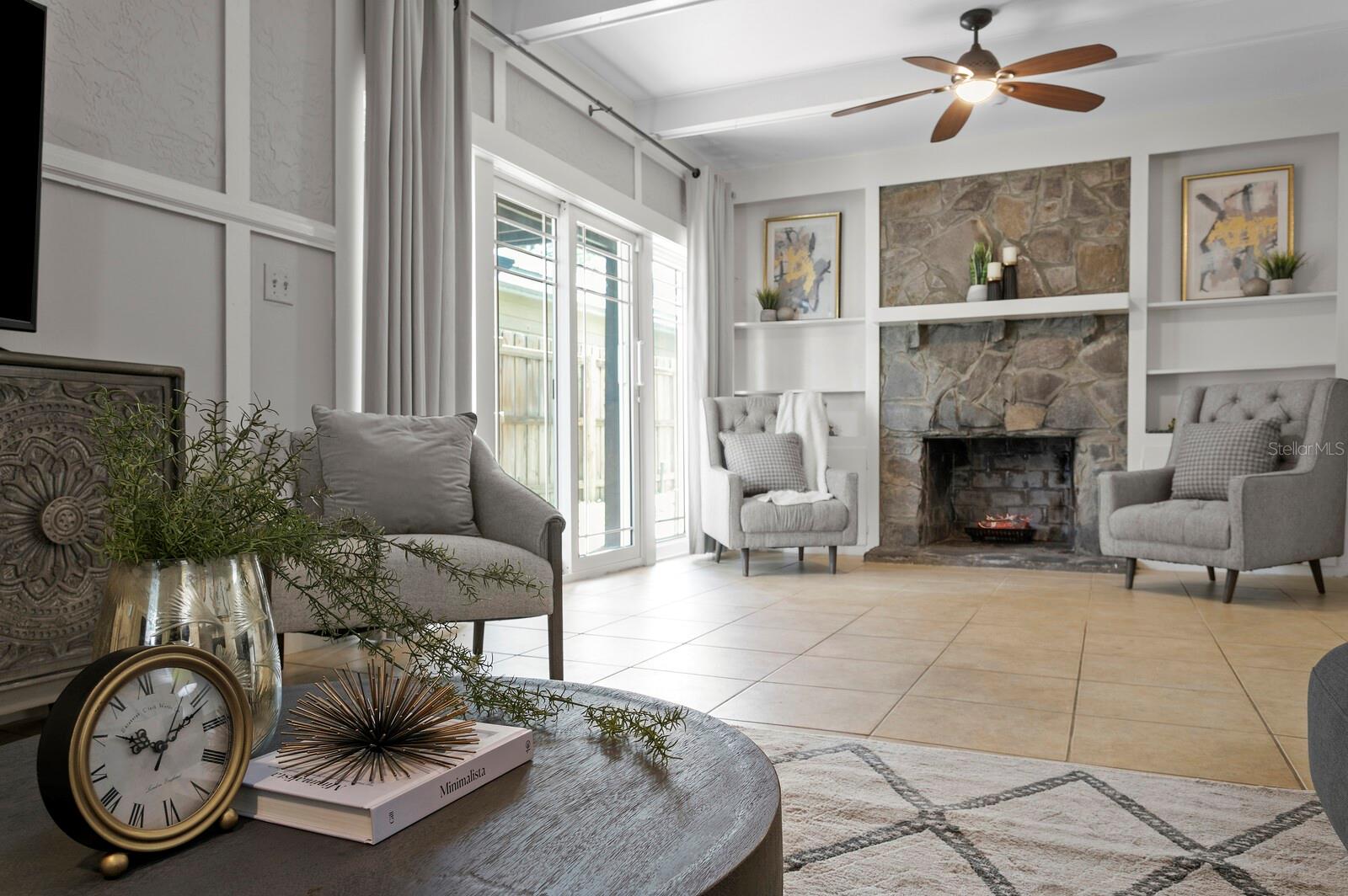 One side of the long room gives you the space to relax.