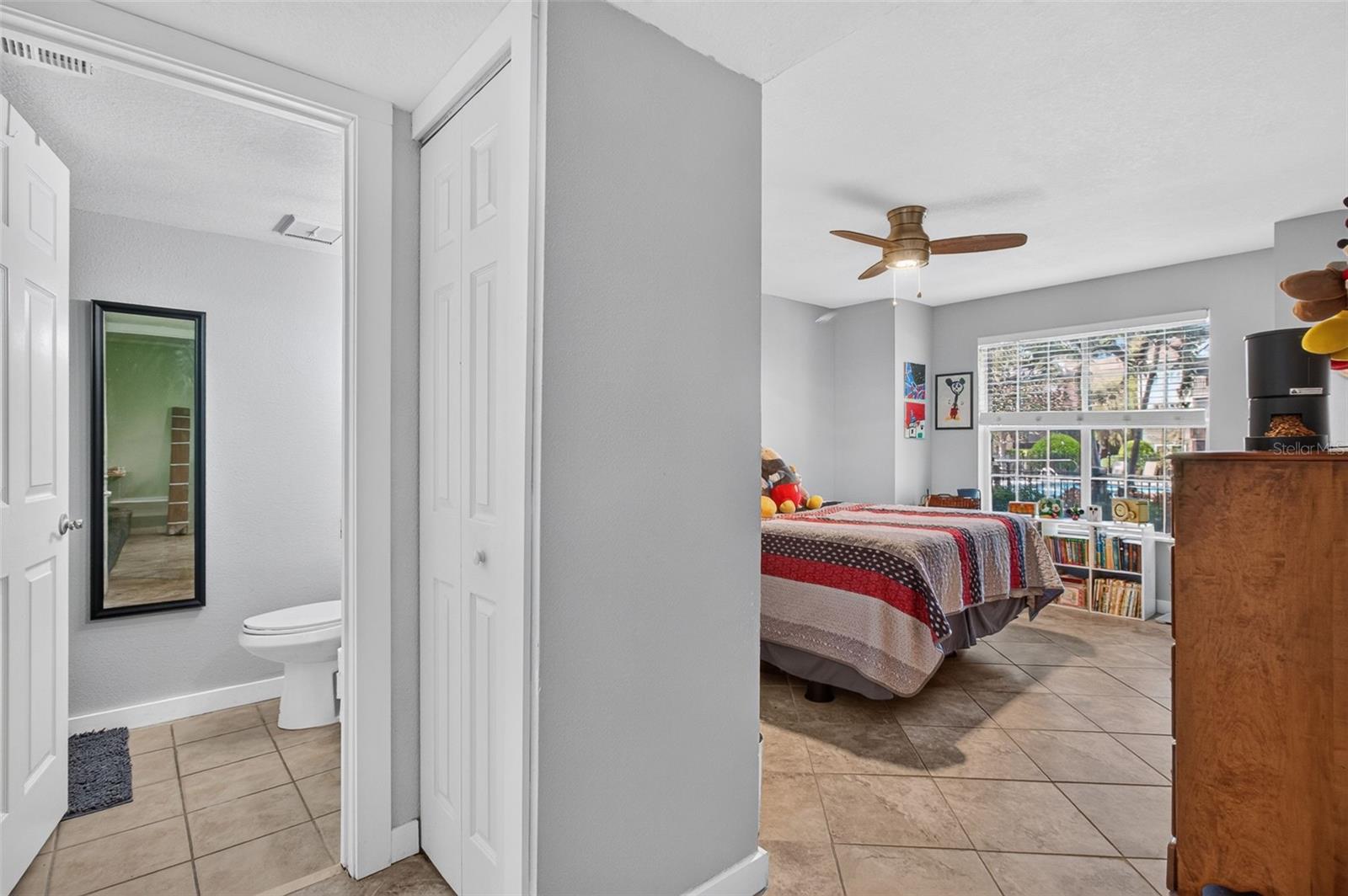 View of primary suite from living room