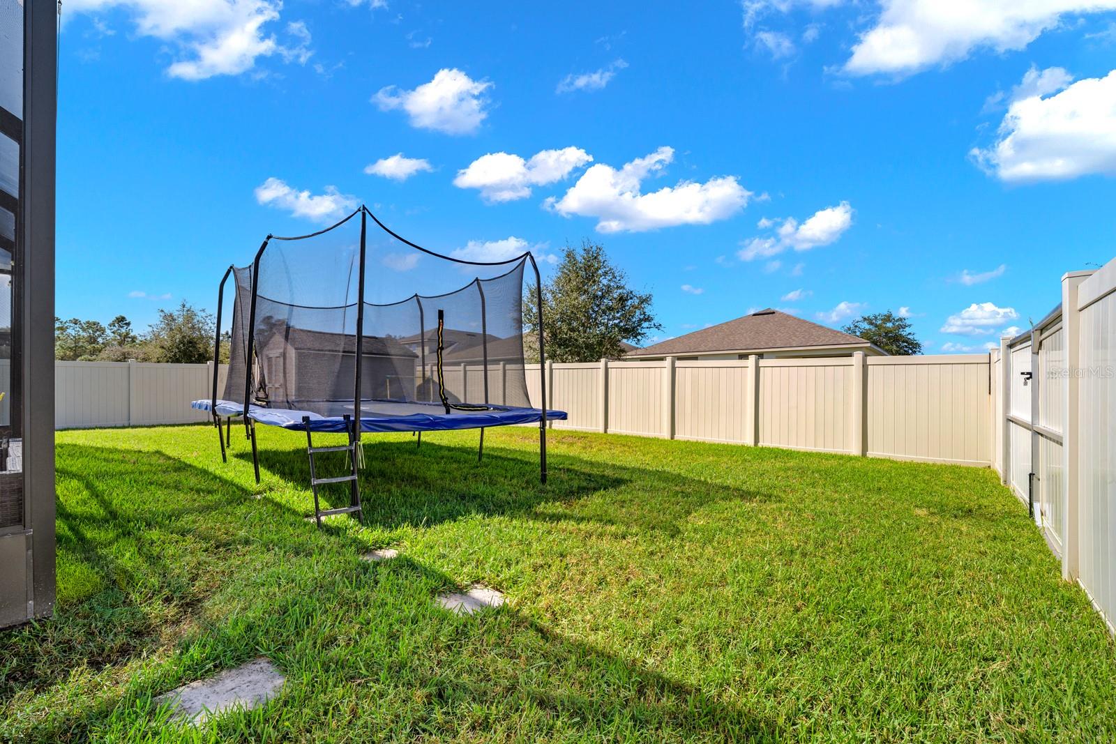 Fully fenced backyard with plenty of open grass
