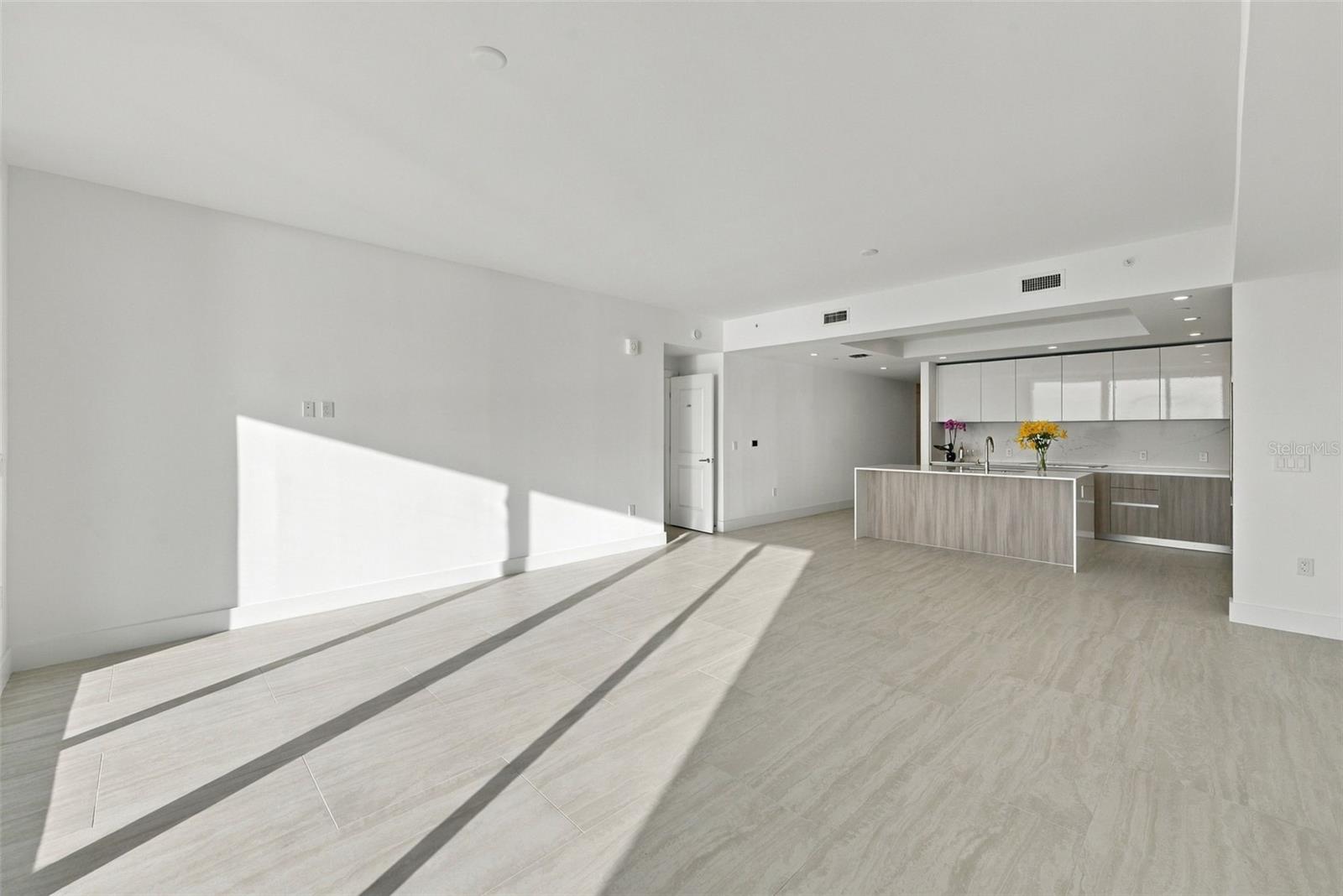 Living room looking towards kitchen
