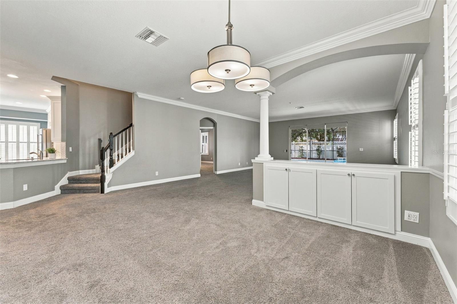 Dining Room with stairs to bonus