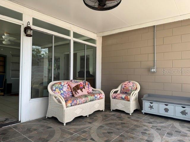 Screened porch view from sideyard entry
