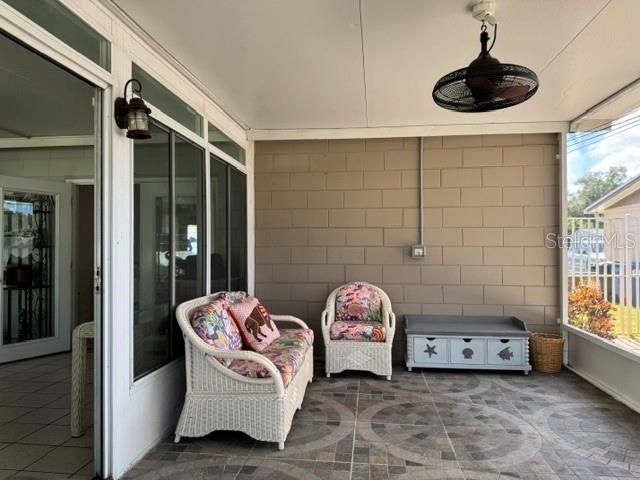 Screened porch view from back yard entry