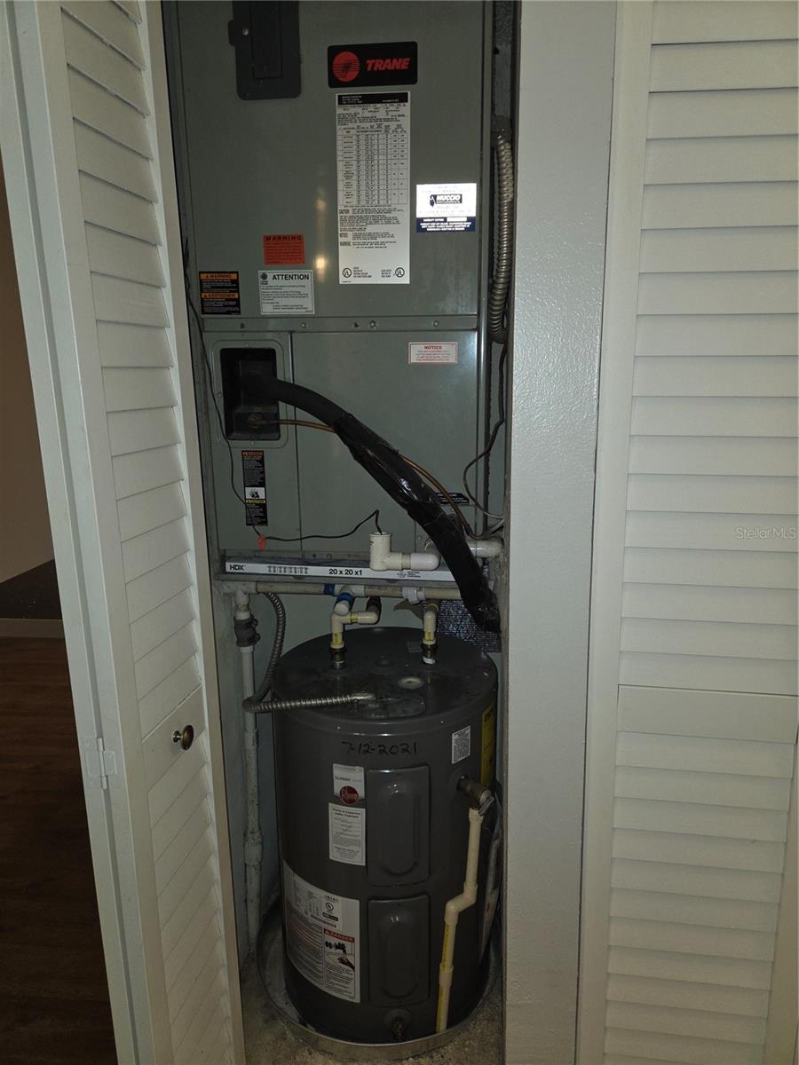 Air handler and hot water tank closet