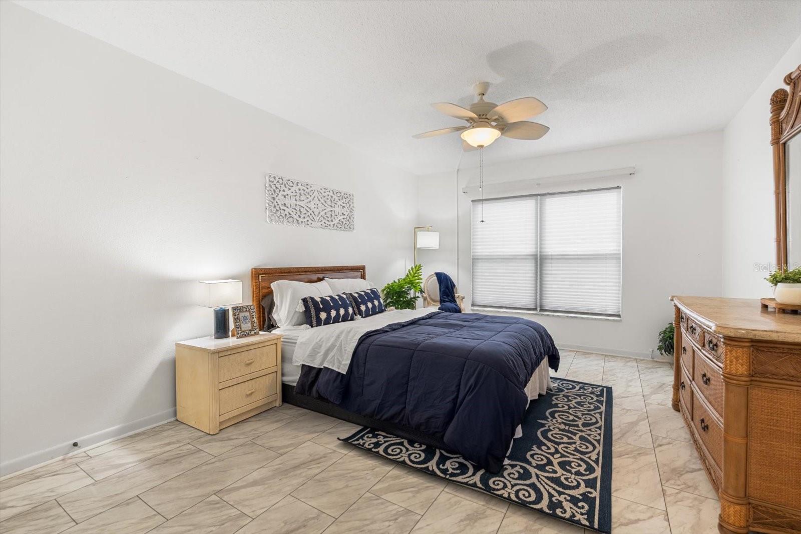 Large primary bedroom with north facing views.