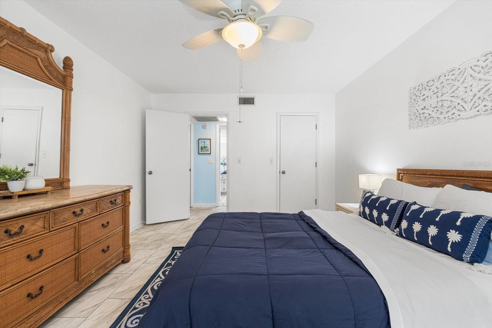 A large walk-in closet is offered and easy access to private primary bathroom.