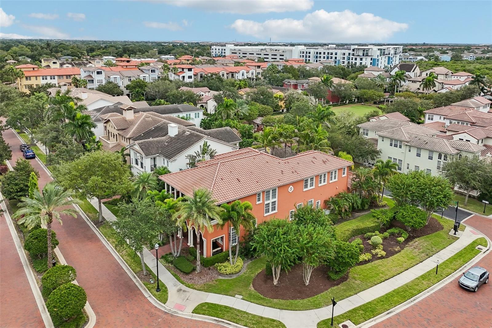 View of the gorgeous side landscaping and proximity to the park!