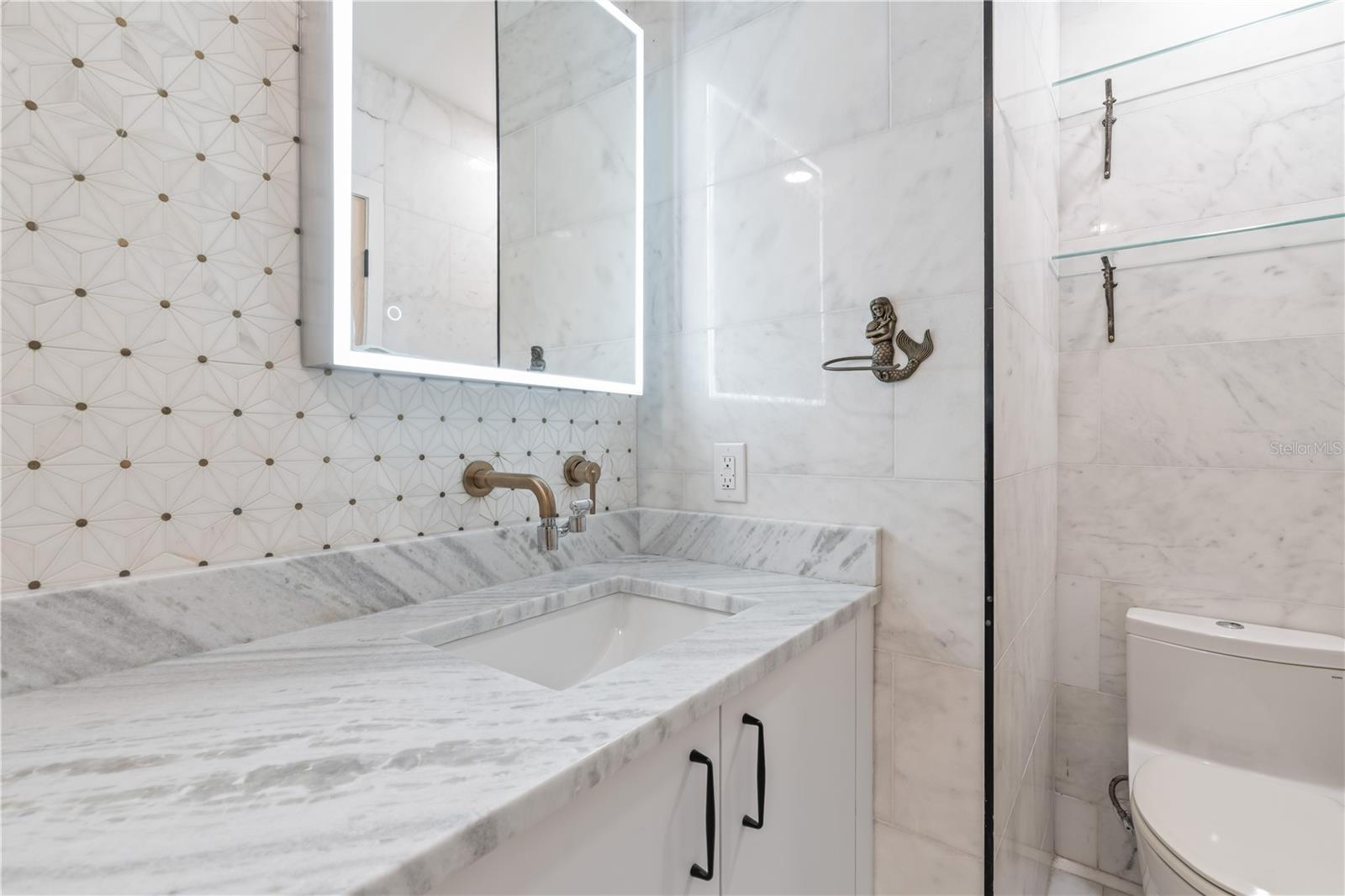 hallway, guest bathroom