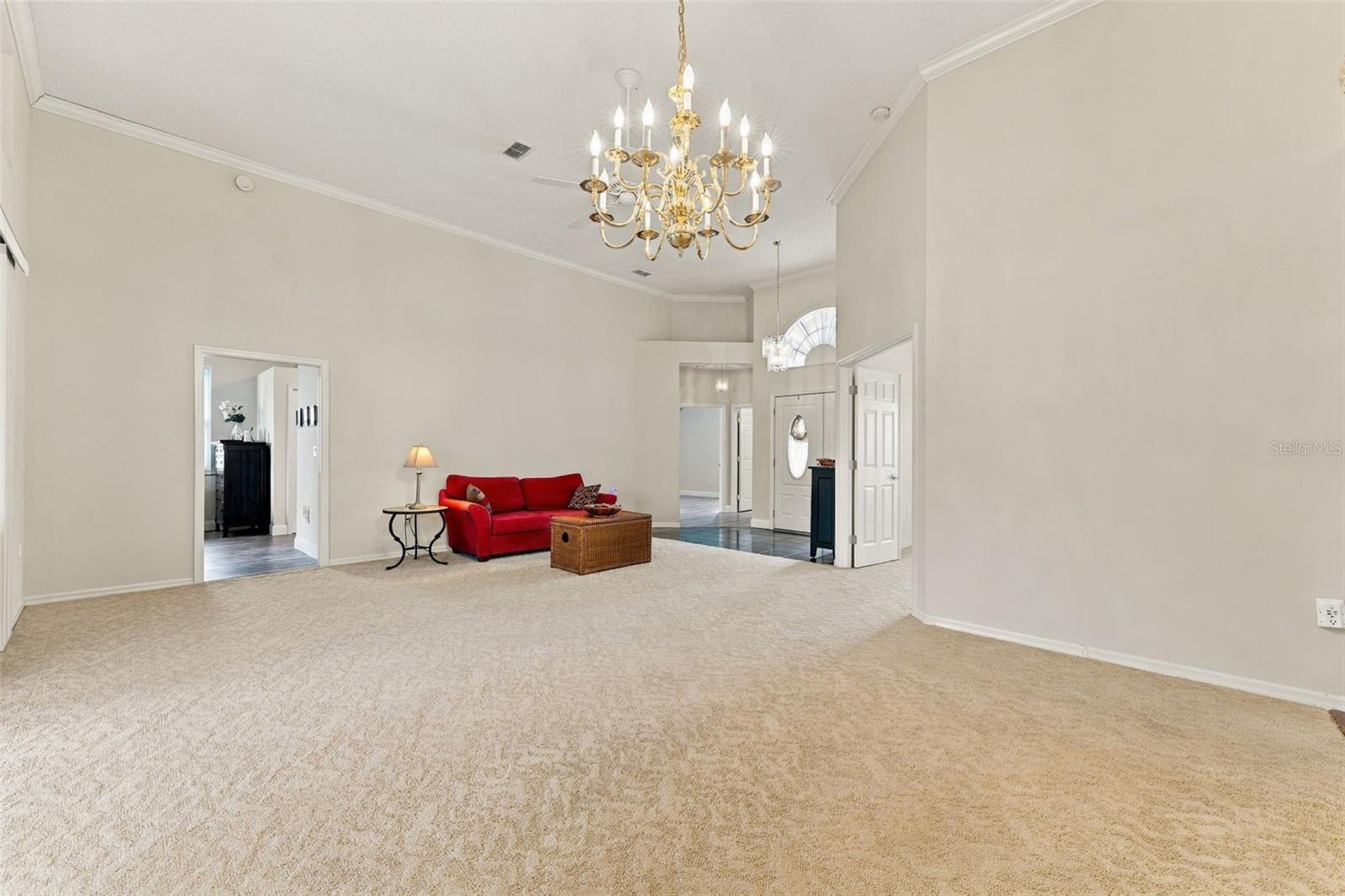Living Room with Vaulted Ceiling