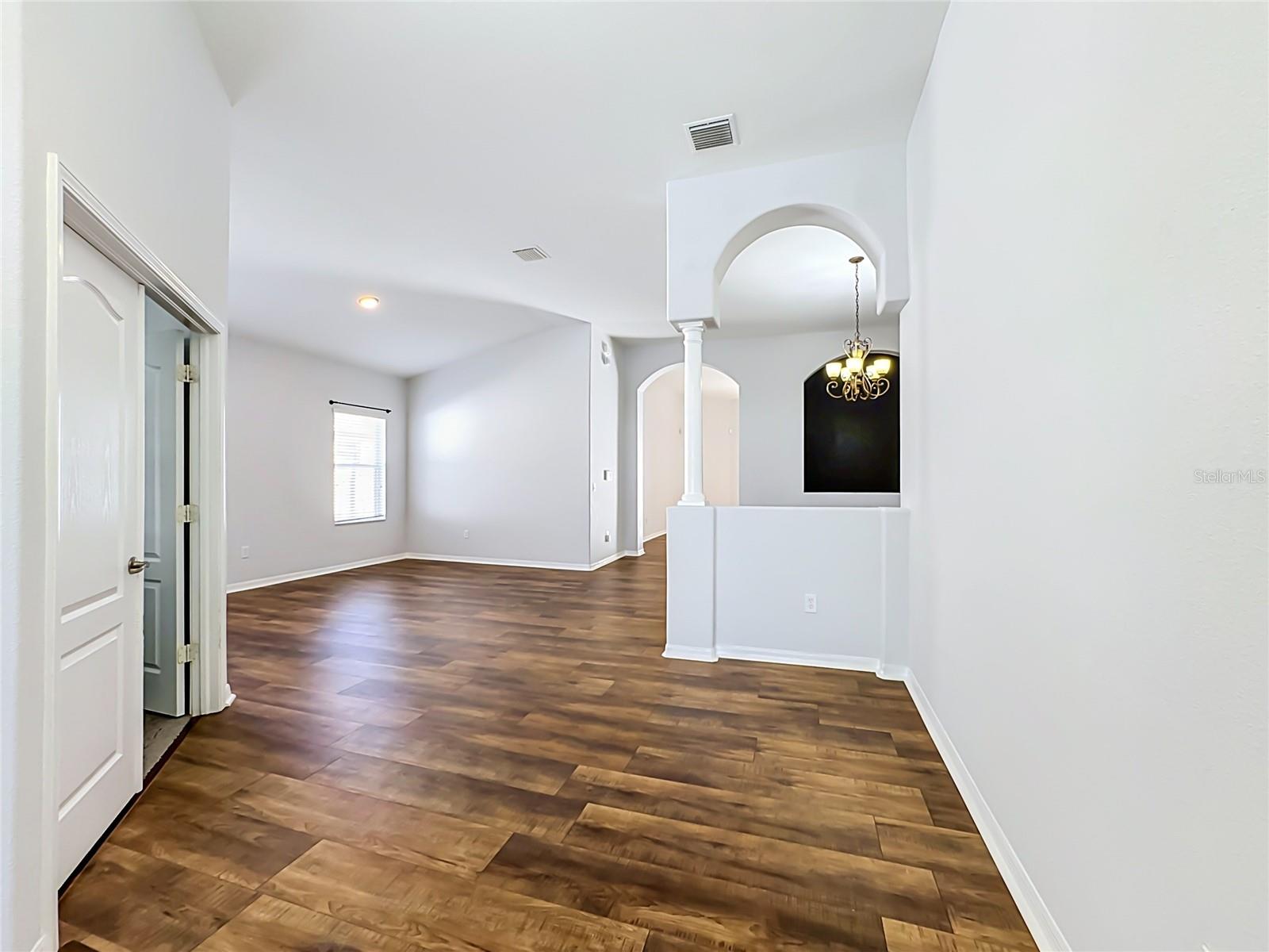 Entry to living room and dining room