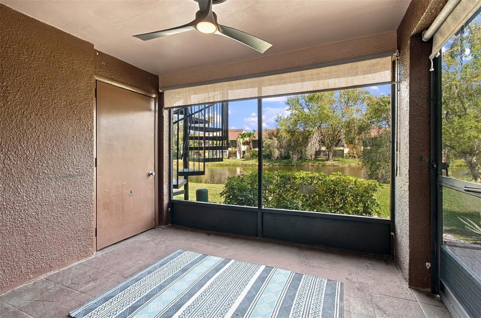Screened patio with lake view