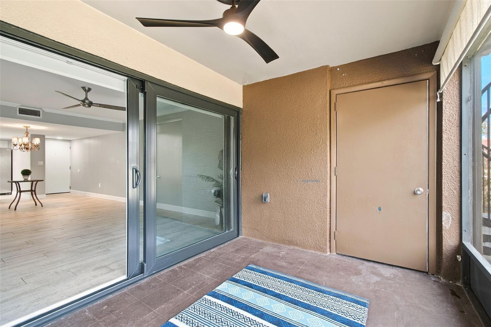 Screened patio with storage