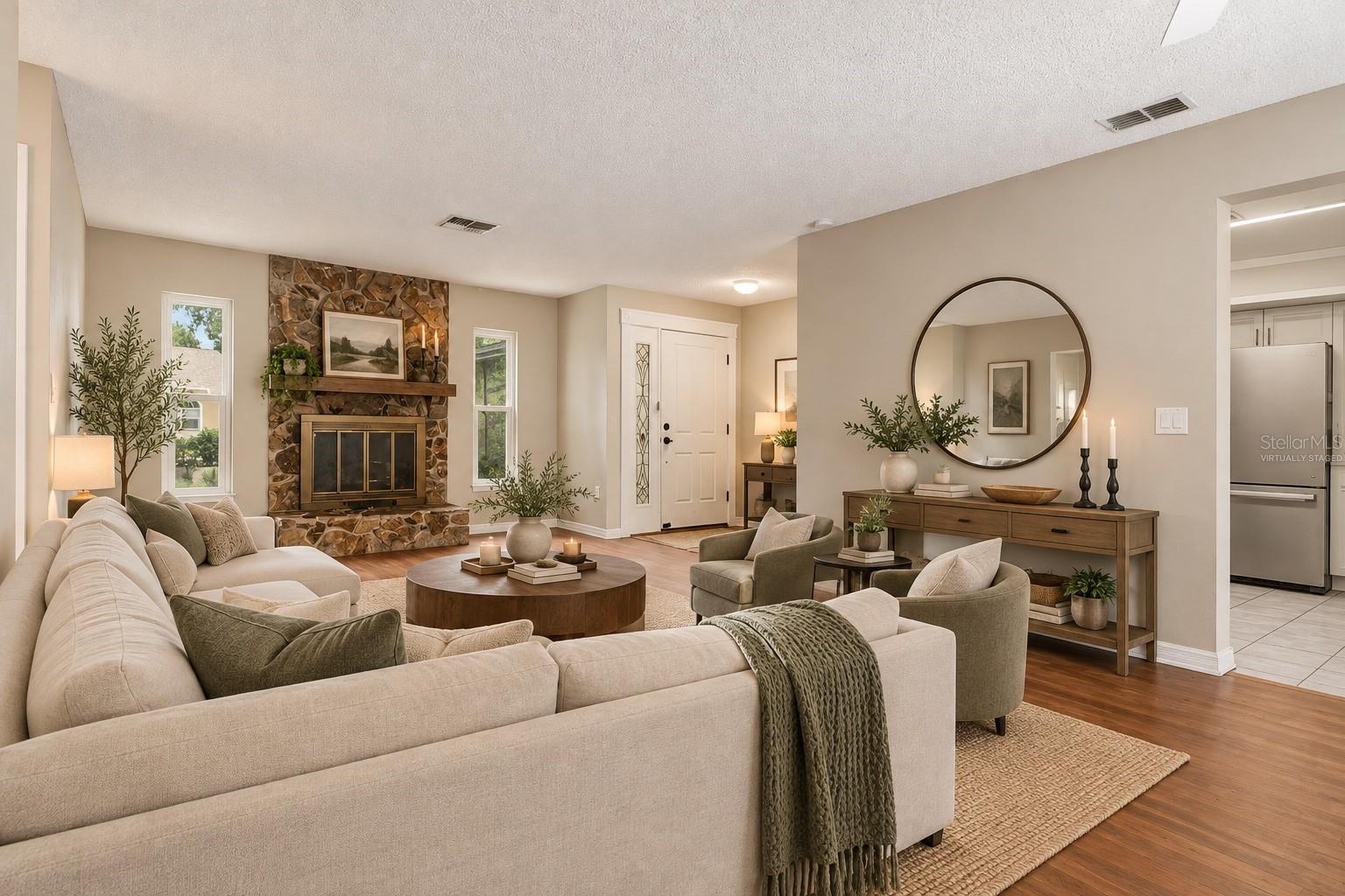 Virtually staged - new paint, new floors, furniture.