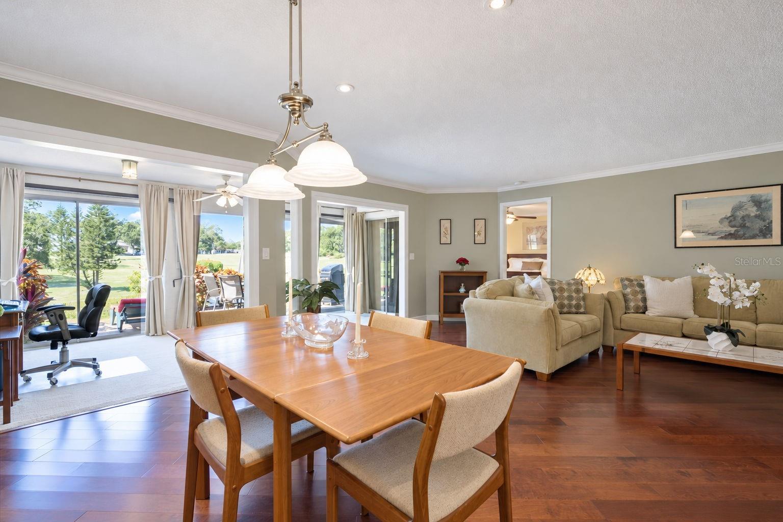 Natural light floods the space through the massive glass slider & windows~
