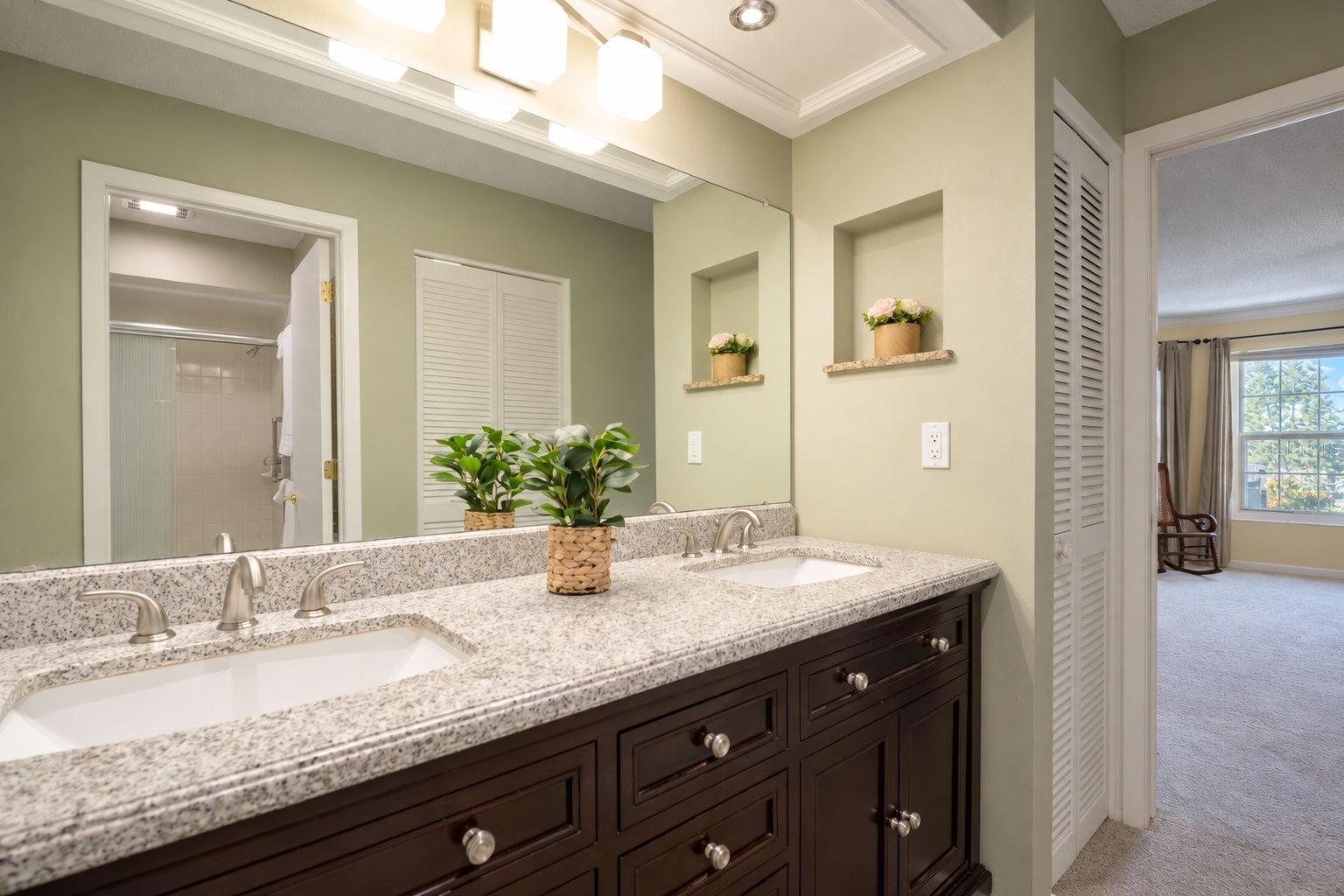 Oversized & updated vanity & linen closet~