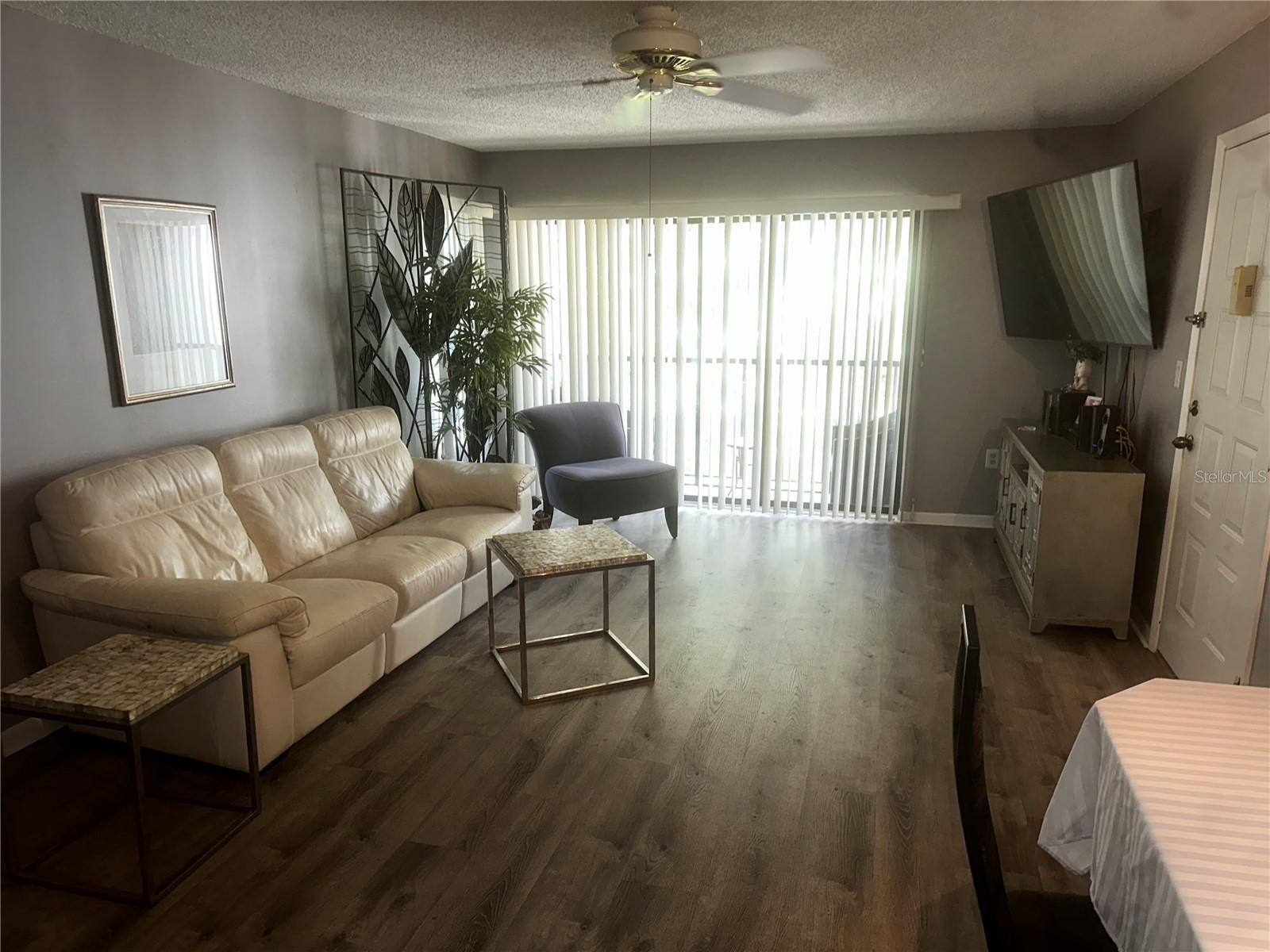 View from kitchen into living room
