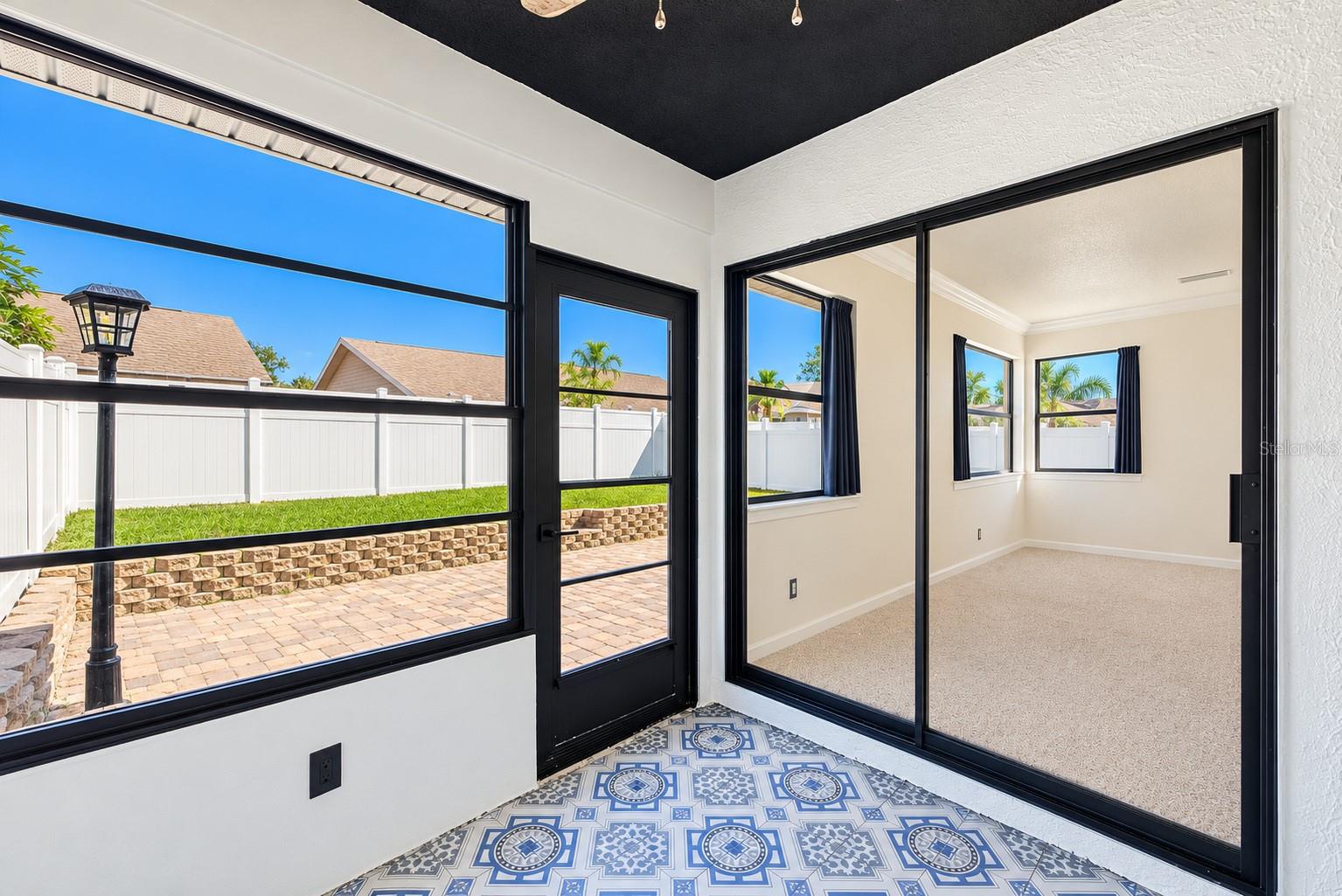 Enclosed patio.