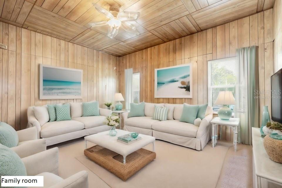 Virtually staged family room