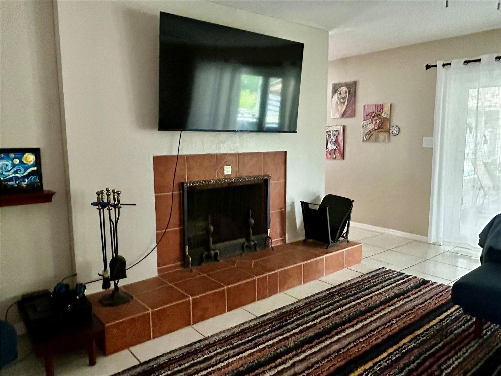 wood burning fireplace