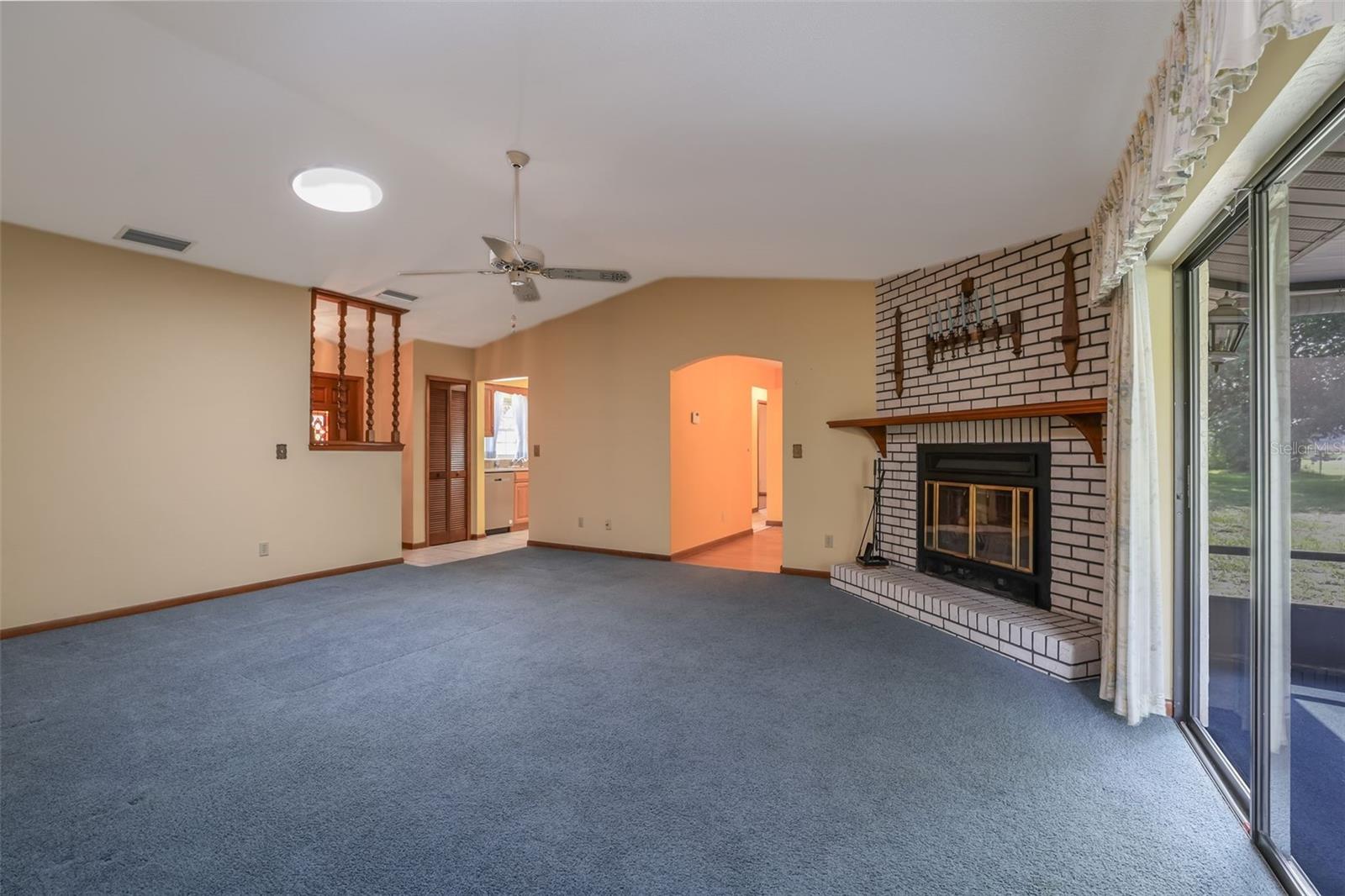 Living Room with Wood-burning Fireplace