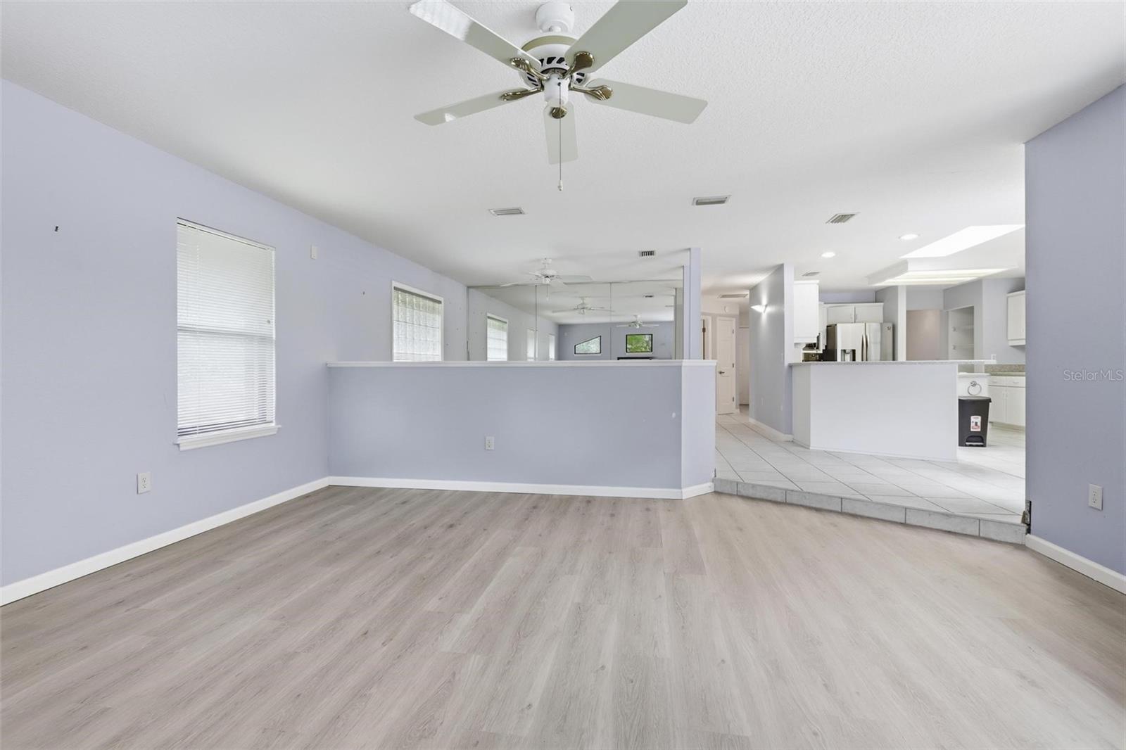 Family room.  Flex space straight ahead.  Kitchen on right.