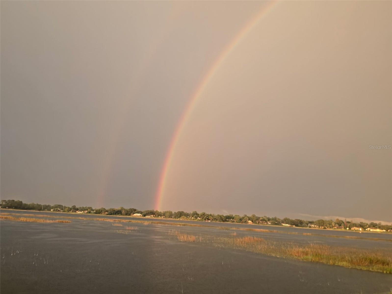 Double rainbow over the lake