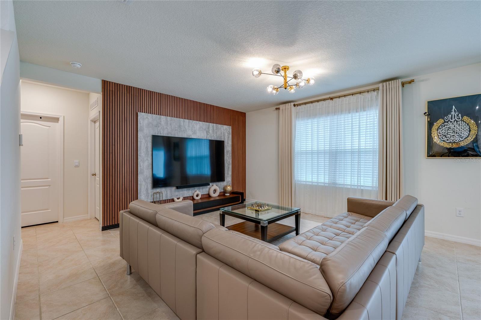 Living Room with custom wall