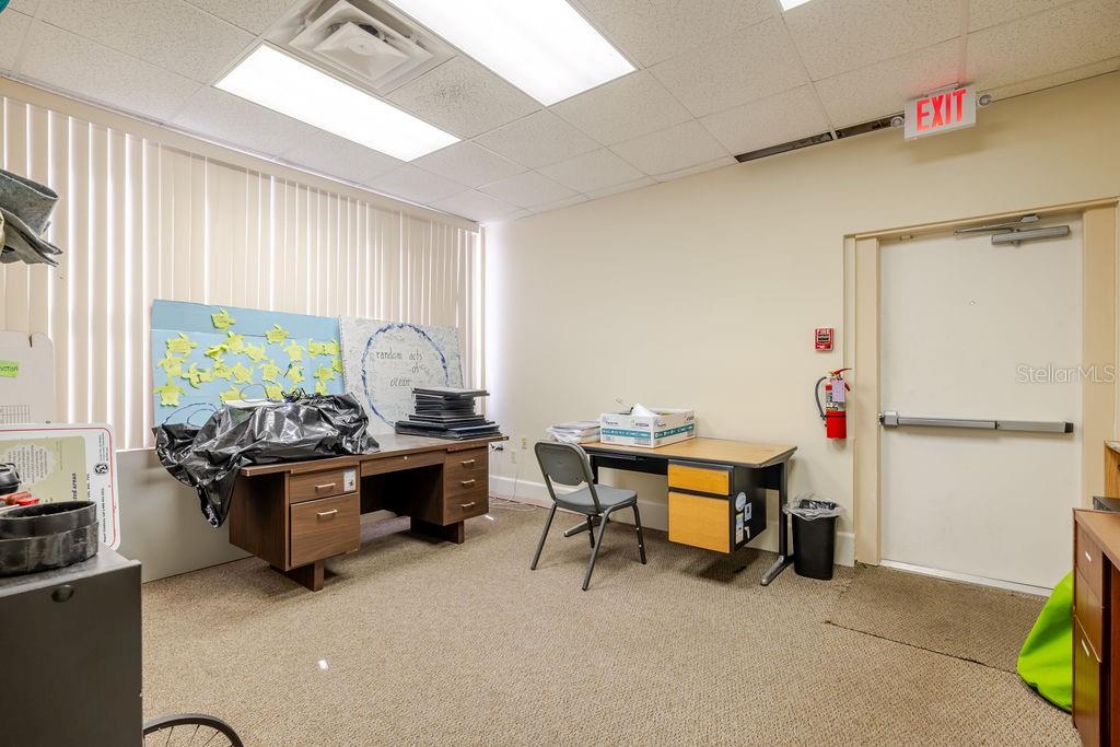 First floor office leading to fire escape.