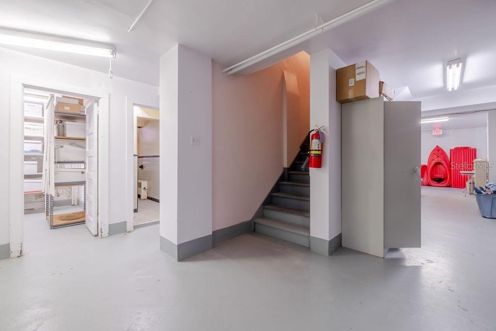 Basement with interior stairwell to first floor.