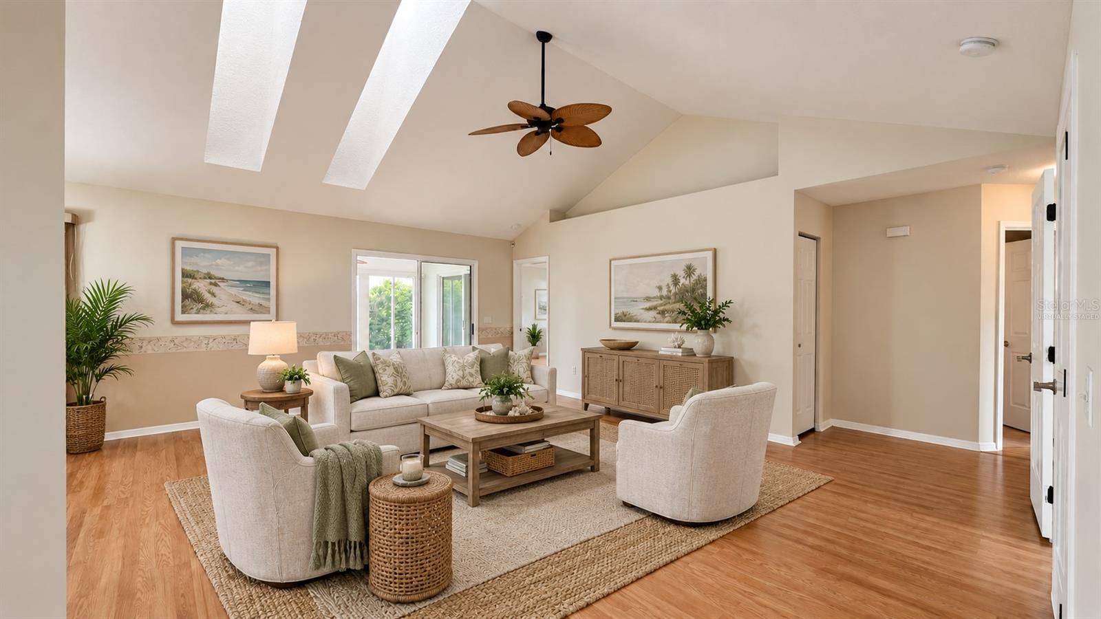HIGH ceilings with natural light from the NEW skylights. Virtually staged.