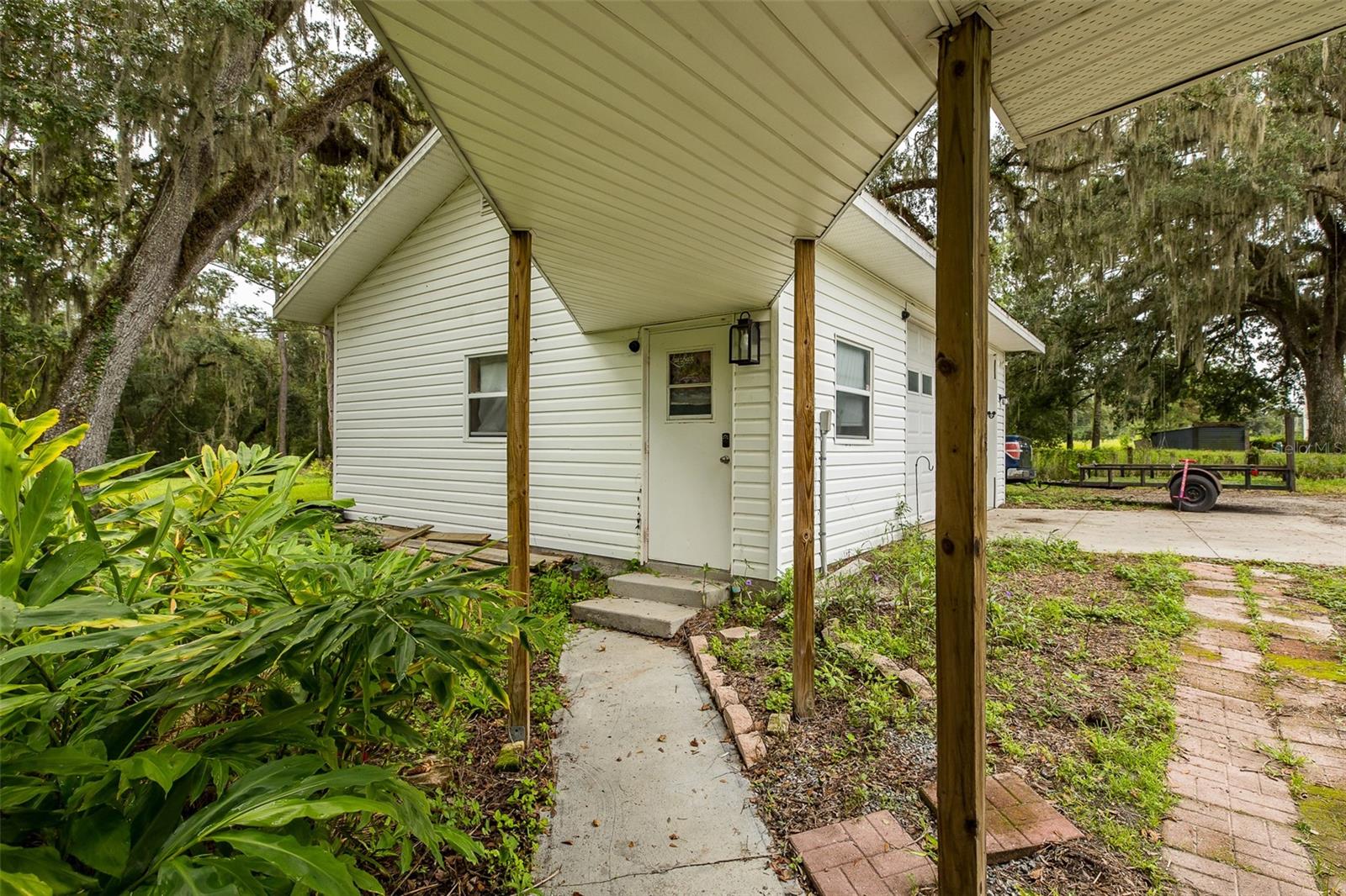 Walkway from house to detached Garage