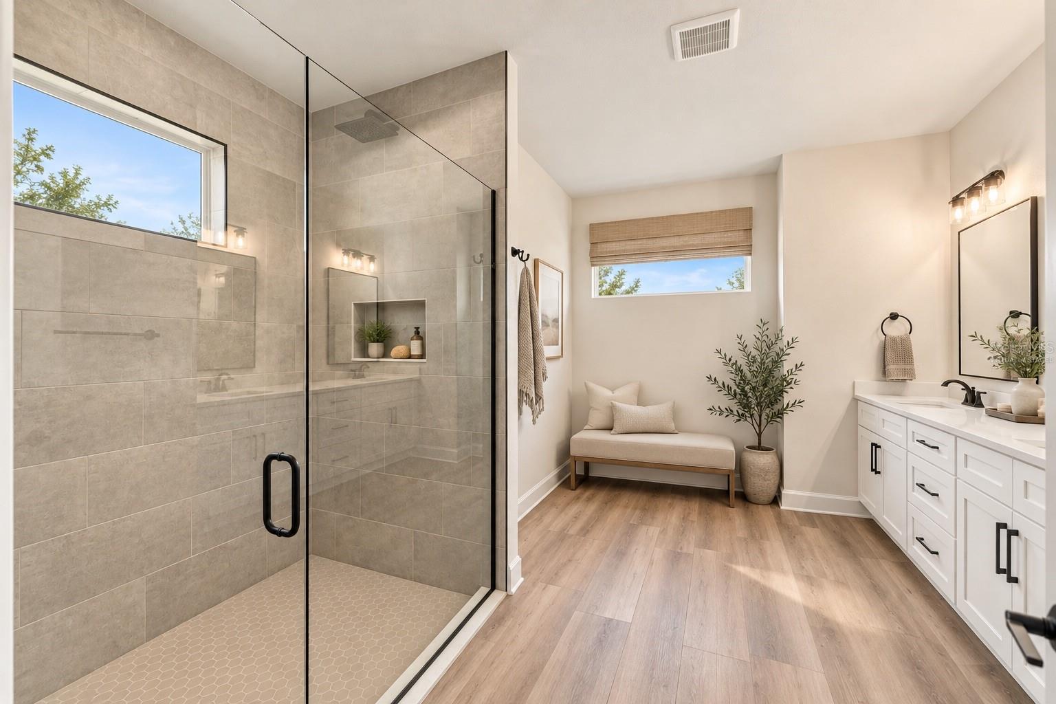 Virtually stagedprimary bathroom