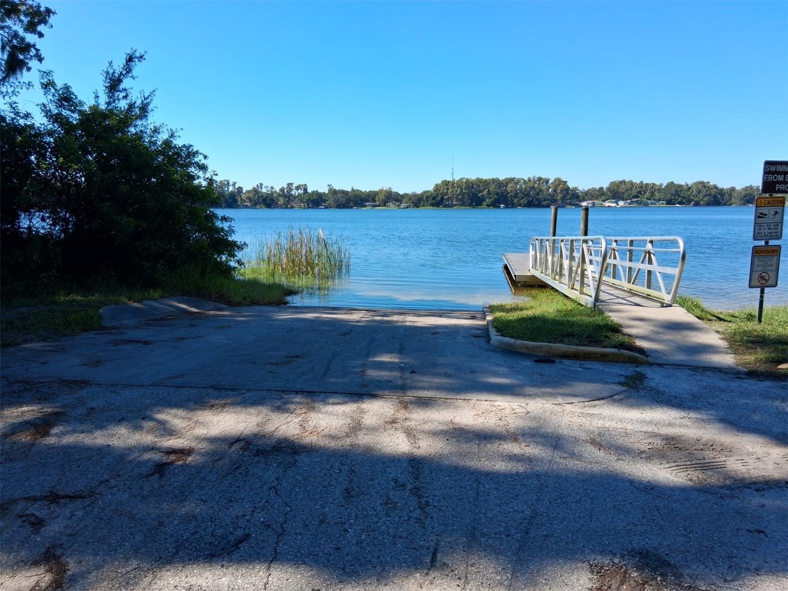 Boat ramp at lake