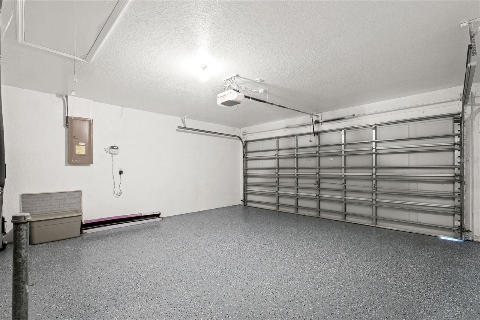 2 Vehicle Garage with Epoxied Floor