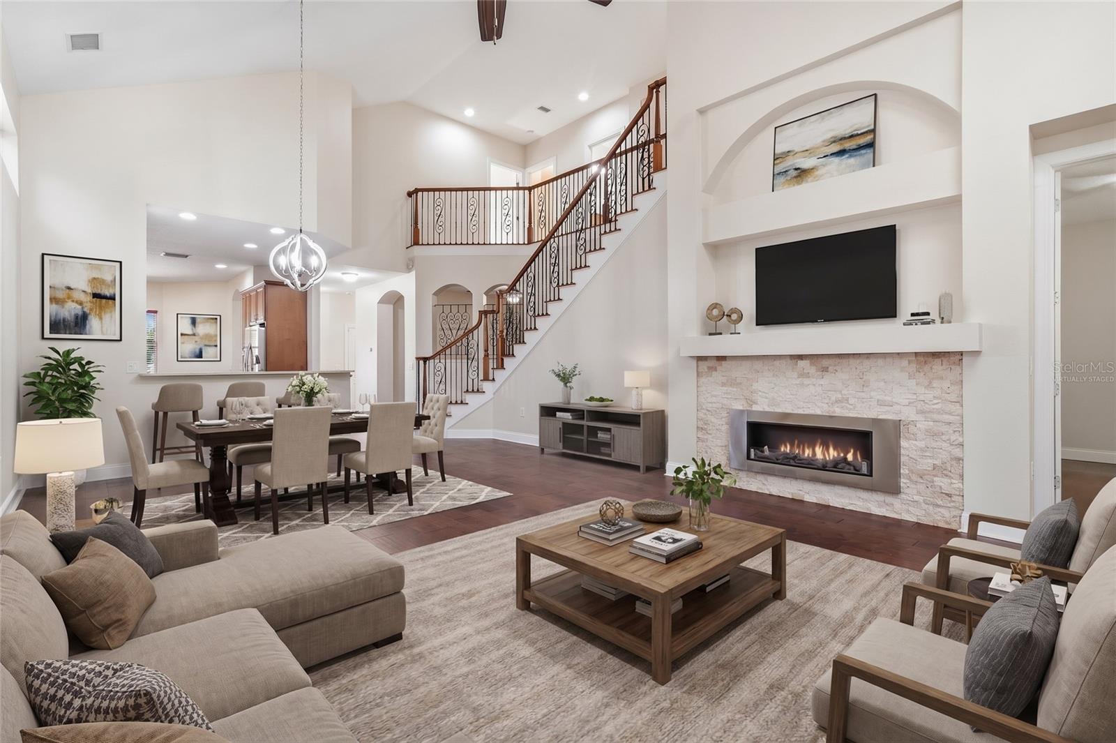 Virtually Staged Living Room/Dining Room Combo