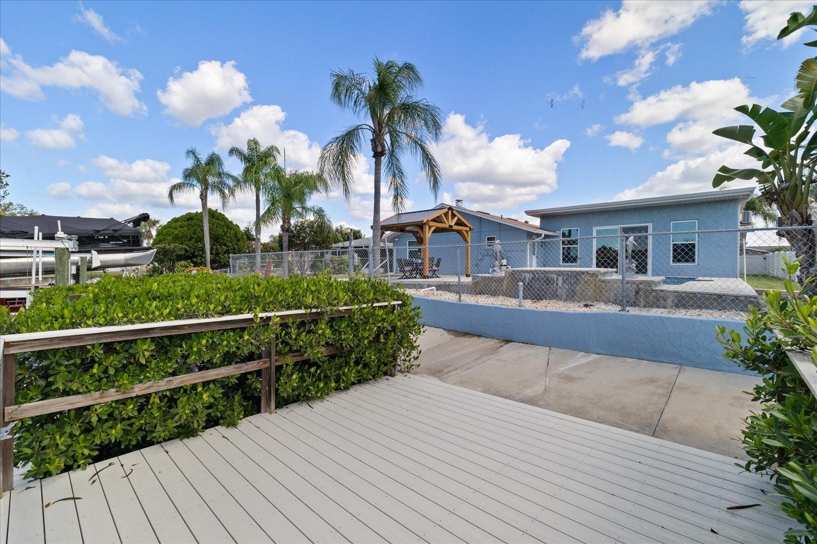 View from stationary dock toward backyard