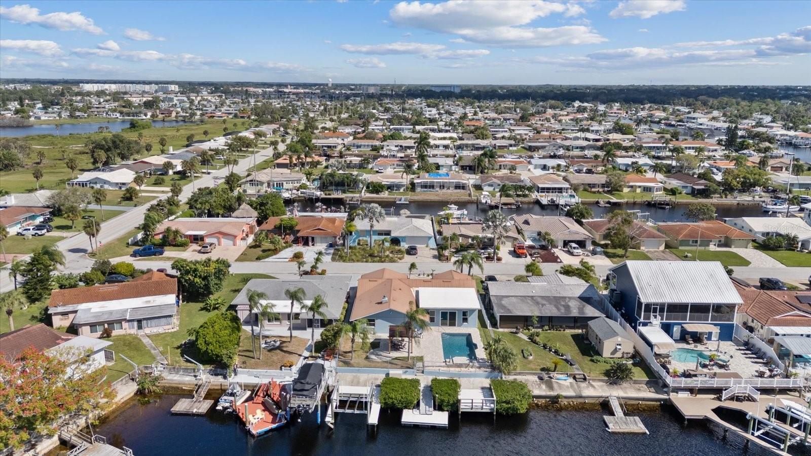 Aerial view looking east