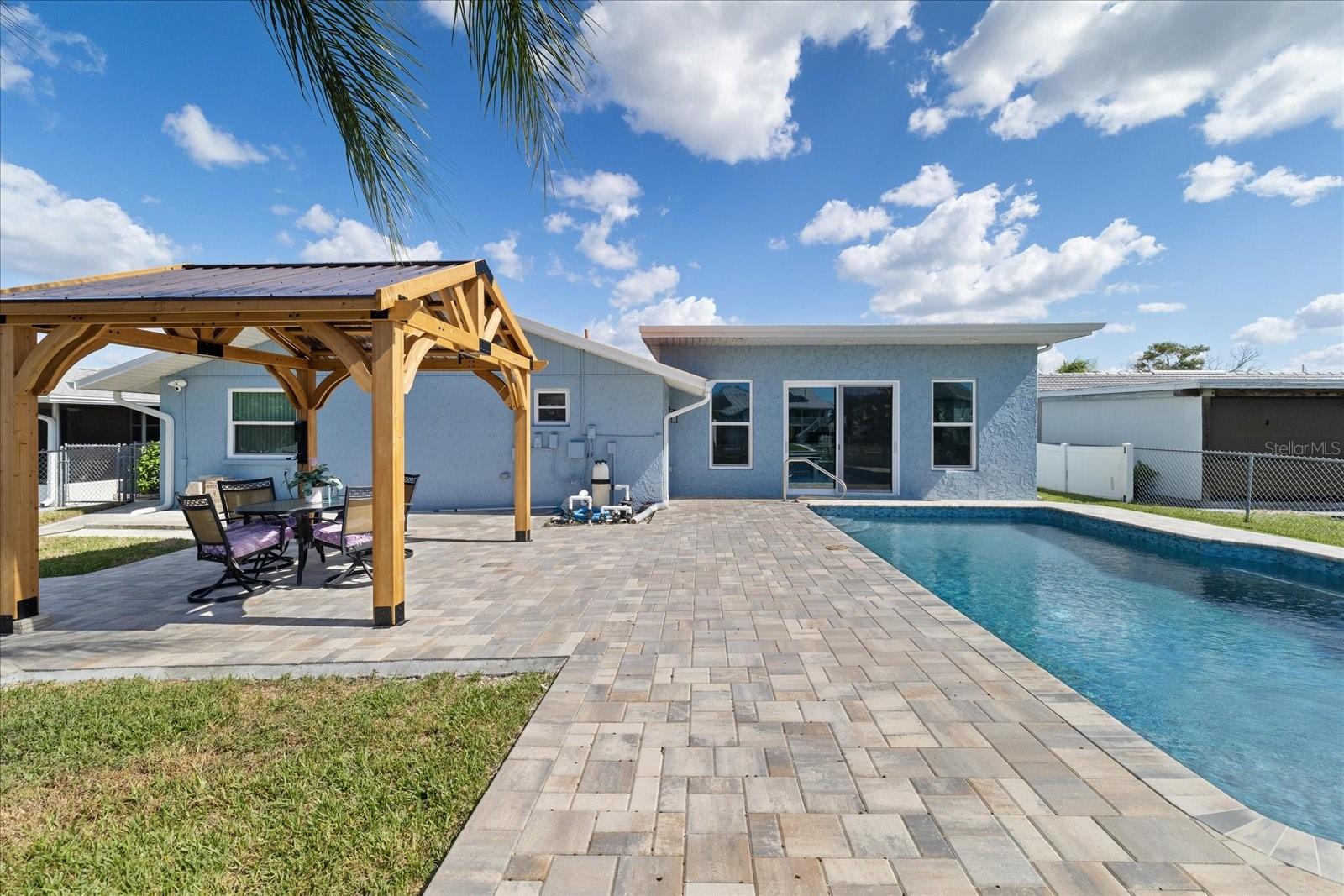 Backyard Oasis with saltwater pool and gazebo