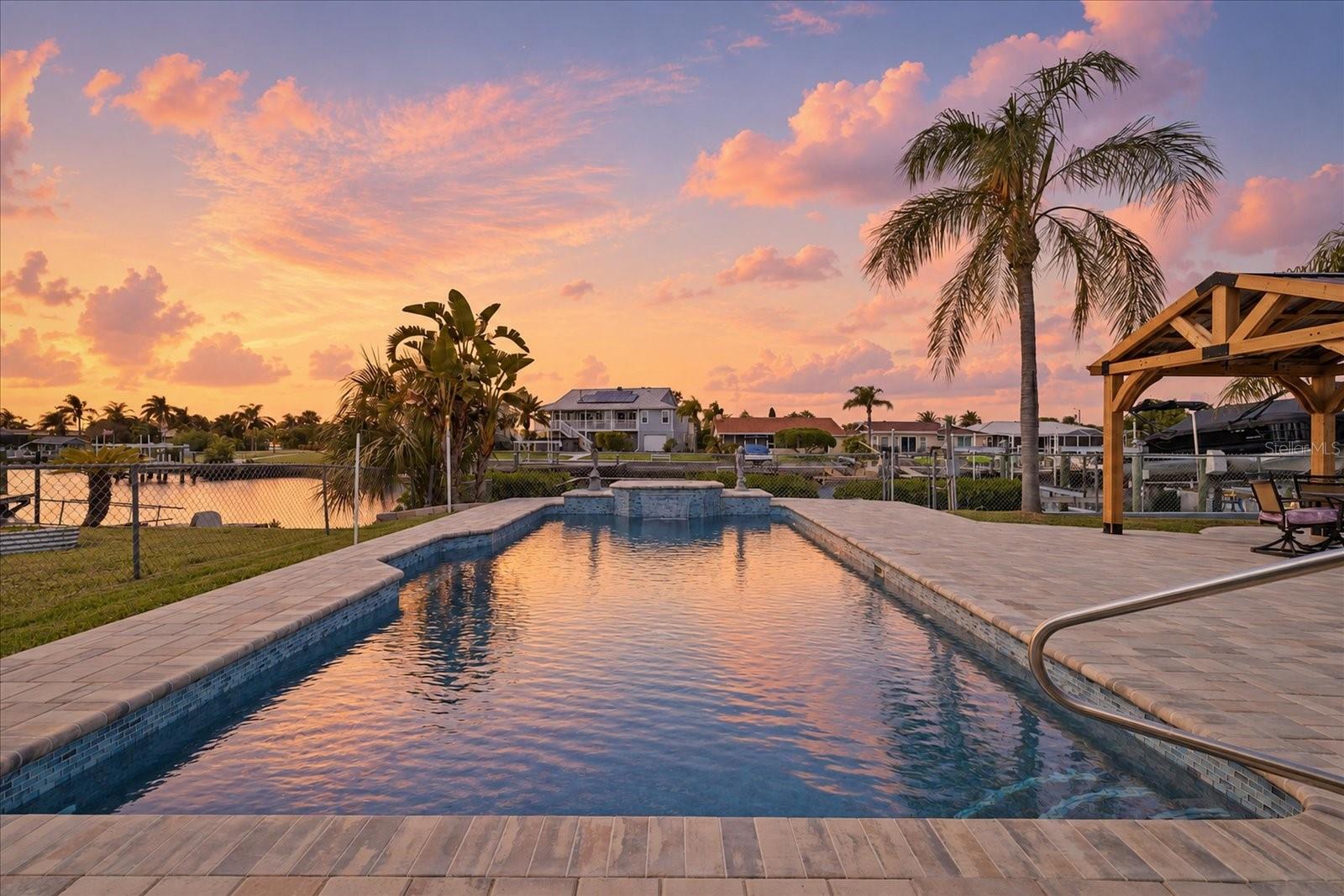 Virtually enhanced- sunset pool views facing west. Virtually enhanced- sunset pool views facing west.