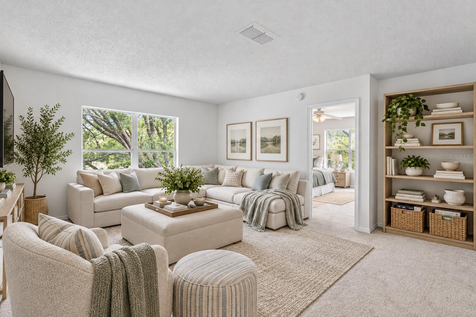 Upstairs loft is your THIRD living space. Leave it messy if needed -- Guests will never know! Virtually staged here.