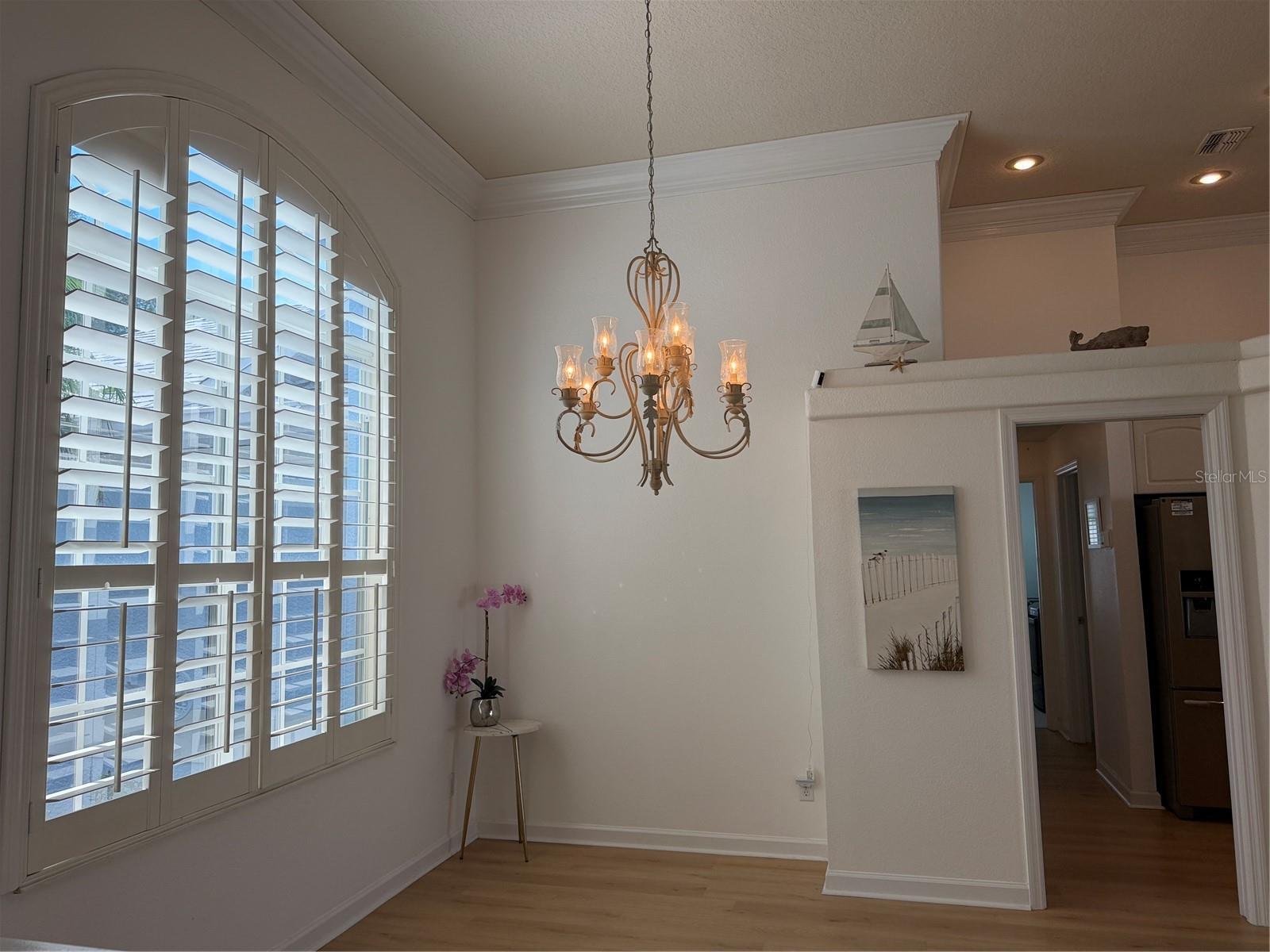 Formal dining area at from of home