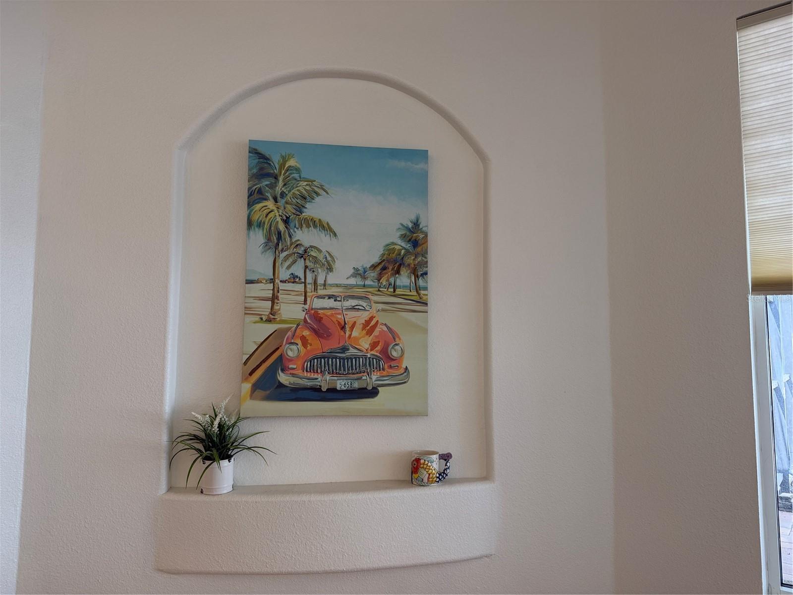 Arch with built in dry wall shelf for show casing your favorite piece of art